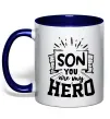 Чашка с цветной ручкой Son you are my hero Глубокий темно-синий фото