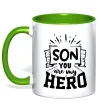Чашка с цветной ручкой Son you are my hero Зеленый фото