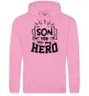 Мужская толстовка (худи) Son you are my hero Розовый фото