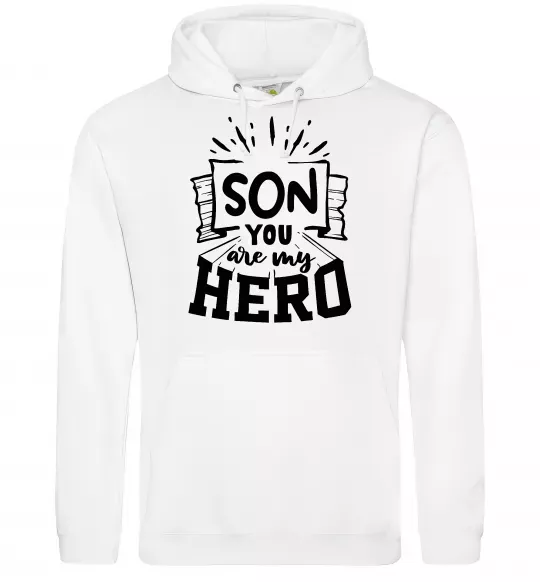 Мужская толстовка (худи) Son you are my hero Белый фото