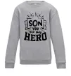 Детский Свитшот Son you are my hero Серый меланж фото