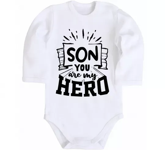 Детский боди Son you are my hero Белый фото