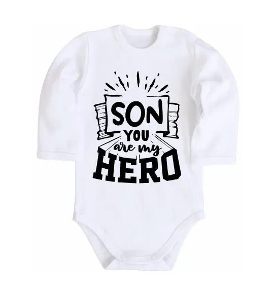 Дитячий бодік Son you are my hero Білий фото