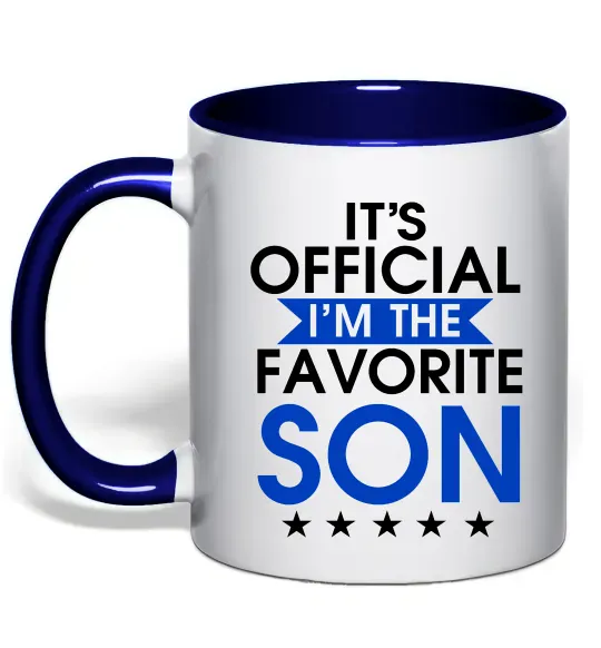 Чашка з кольоровою ручкою Official favorite son Глибокий темно-синій фото