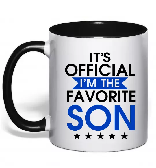 Чашка з кольоровою ручкою Official favorite son Чорний фото
