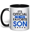 Чашка з кольоровою ручкою Official favorite son Чорний фото