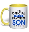 Чашка з кольоровою ручкою Official favorite son Лимонний фото