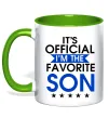 Чашка з кольоровою ручкою Official favorite son Лаймовий фото
