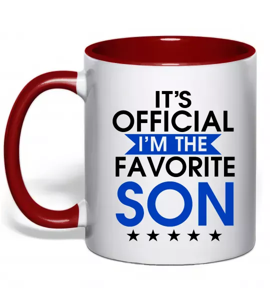Чашка з кольоровою ручкою Official favorite son Червоний фото