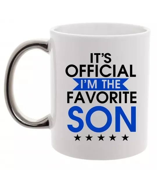 Чашка з кольоровою ручкою Official favorite son Срібло фото