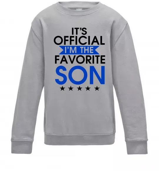 Дитячий світшот Official favorite son Сірий меланж фото