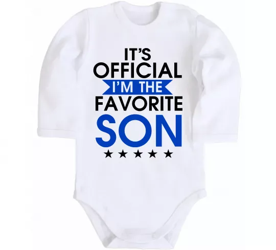 Детский боди Official favorite son Белый фото