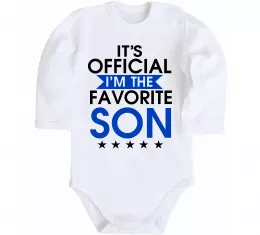 Детский боди Official favorite son Белый фото