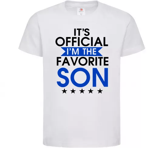 Детская футболка Official favorite son Белый фото