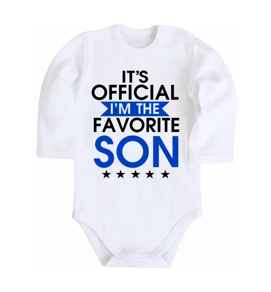 Дитячий бодік Official favorite son Білий фото