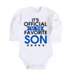 Дитячий бодік Official favorite son Білий фото