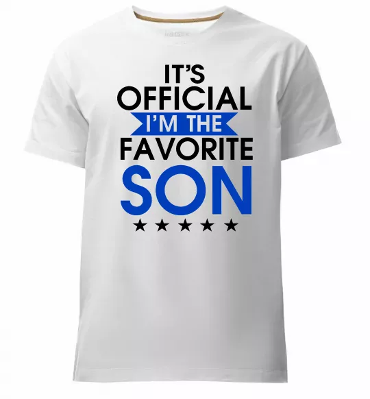 Чоловіча преміум футболка Official favorite son Білий фото