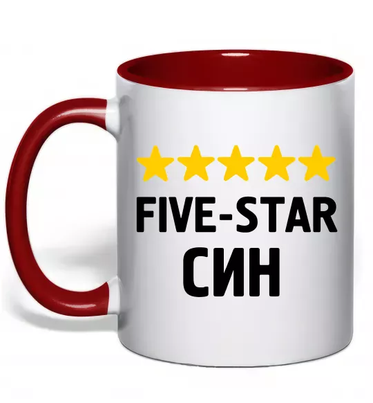Чашка с цветной ручкой Five-star син Красный фото