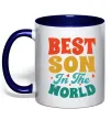 Чашка з кольоровою ручкою Best son in the world colors Глибокий темно-синій фото