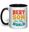 Чашка з кольоровою ручкою Best son in the world colors Чорний фото