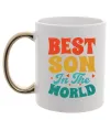 Чашка з кольоровою ручкою Best son in the world colors Золото фото