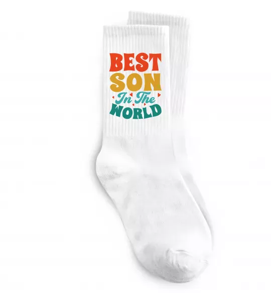 Шкарпетки Best son in the world colors Білий фото