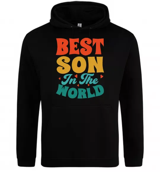 Мужская толстовка (худи) Best son in the world colors Черный фото