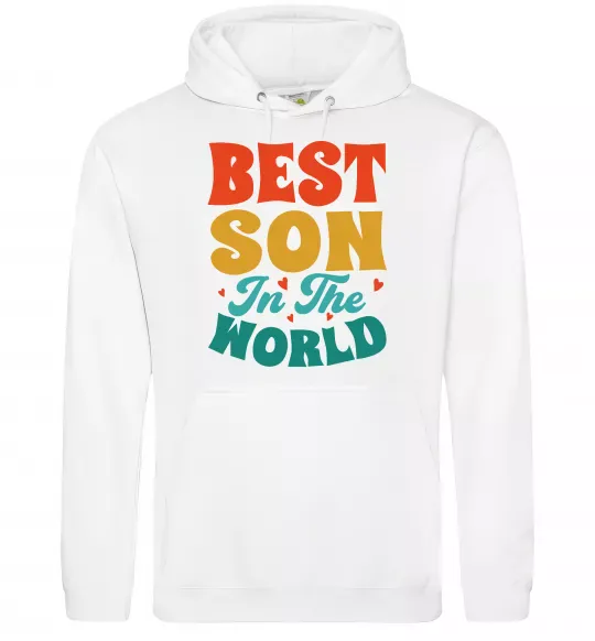 Мужская толстовка (худи) Best son in the world colors Белый фото