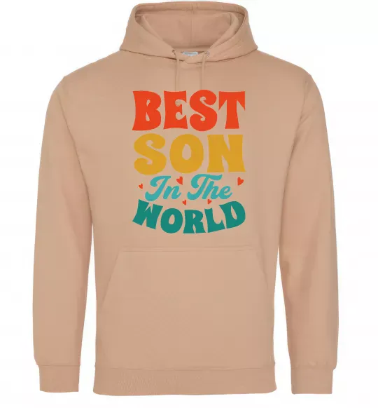 Мужская толстовка (худи) Best son in the world colors Песочный фото