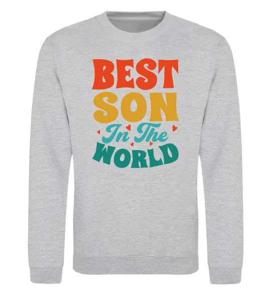Світшот Best son in the world colors Сірий меланж фото