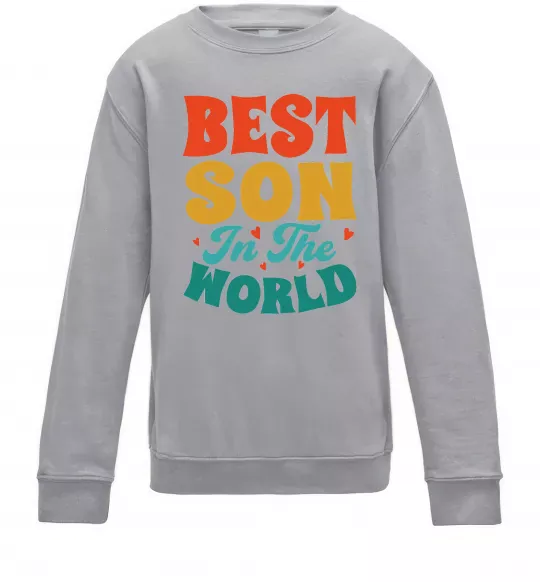 Детский Свитшот Best son in the world colors Серый меланж фото