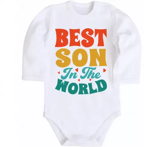 Дитячий бодік Best son in the world colors Білий фото