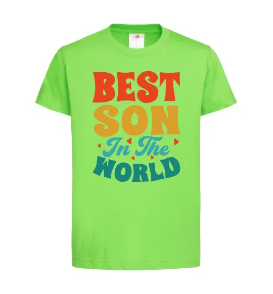 Дитяча футболка Best son in the world colors Лаймовий фото