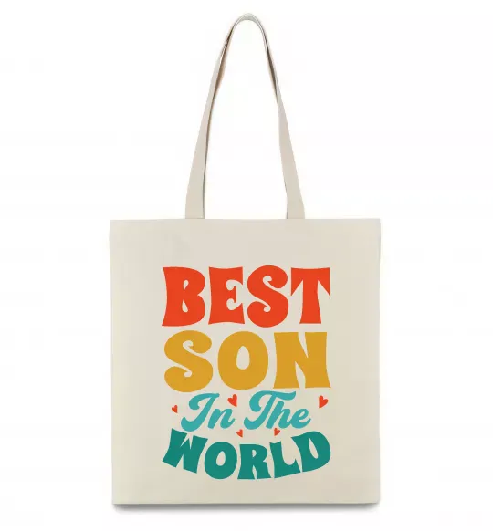 Еко-сумка Best son in the world colors Бежевий фото