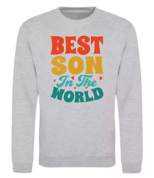 Світшот Best son in the world colors Сірий меланж фото