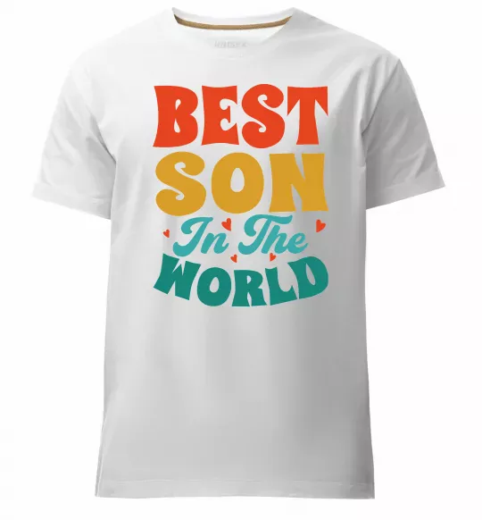 Чоловіча преміум футболка Best son in the world colors Білий фото