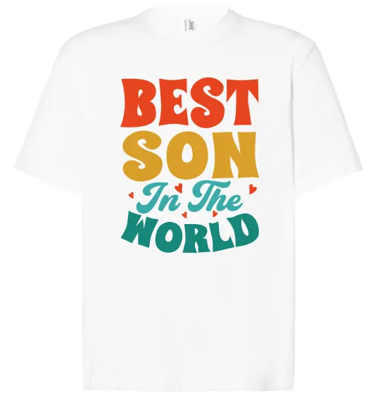 Футболка Оверсайз Best son in the world colors Білий фото