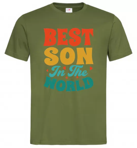 Чоловіча футболка Best son in the world colors Оливковий фото