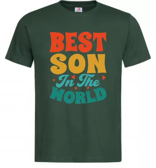 Чоловіча футболка Best son in the world colors Темно-зелений фото