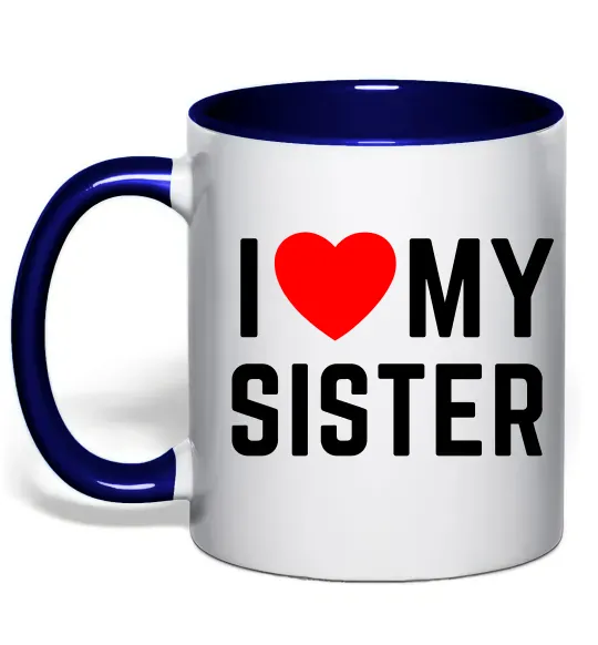 Чашка с цветной ручкой I love my sister Глубокий темно-синий фото
