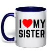 Чашка с цветной ручкой I love my sister Глубокий темно-синий фото