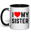 Чашка с цветной ручкой I love my sister Черный фото