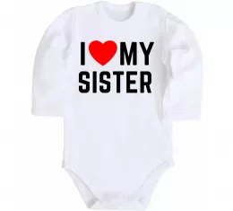 Детский боди I love my sister Белый фото