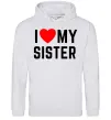 Женская толстовка (худи) I love my sister Серый меланж фото