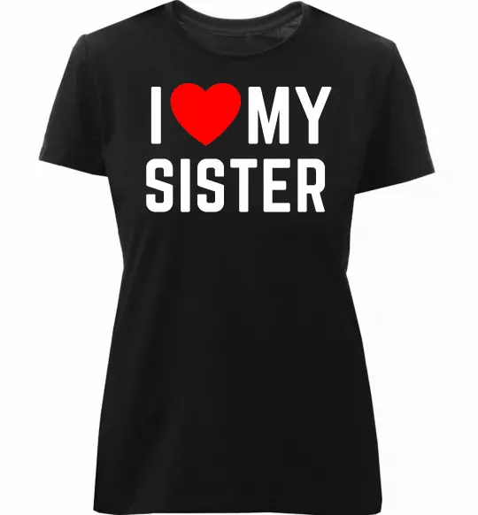 Женская премиум футболка I love my sister Черный фото