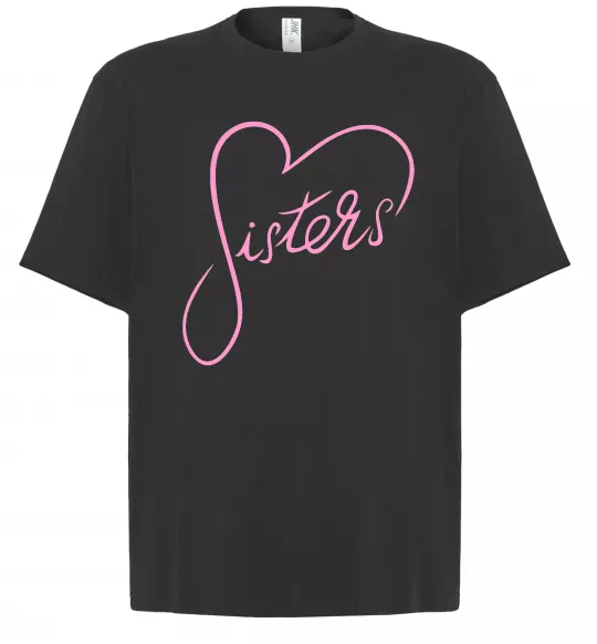 Футболка Оверсайз Sisters серце Чорний фото
