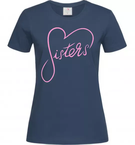 Женская футболка Sisters серце Темно-синий фото