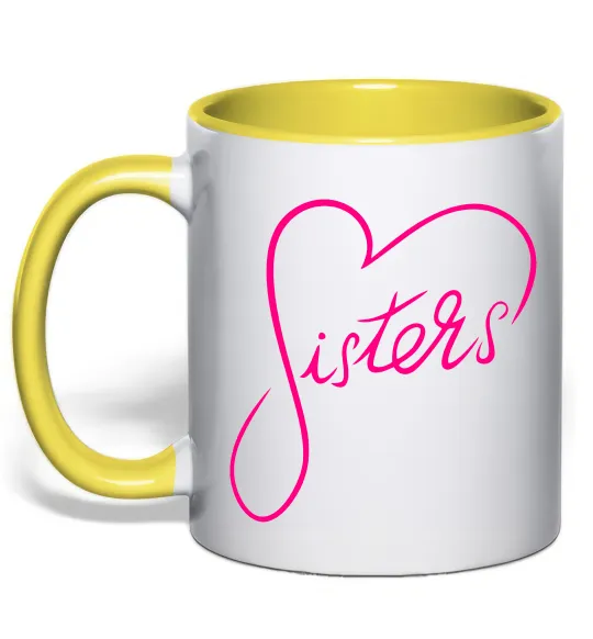 Чашка с цветной ручкой Sisters серце Лимонный фото