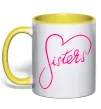 Чашка с цветной ручкой Sisters серце Лимонный фото