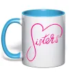 Чашка з кольоровою ручкою Sisters серце Блакитний фото